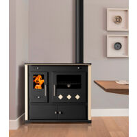 Cucina a Legna con Piastra in Ceramica - 9,5 kW Pannelli Laterali Verniciati Avorio e Design Moderno