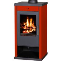 Stufa a Legna Vanessa Lux – 9 kW con Pannelli Laterali Verniciati Bordeaux e Design Elegante