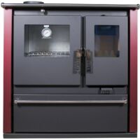 Cucina a Legna Verso CS Plus - 7,7 kW Piastra Superiore in Metallo, Forno in Acciaio Inox, Pannelli Laterali Verniciati Bordo e Uscita Fumi a Sinistra