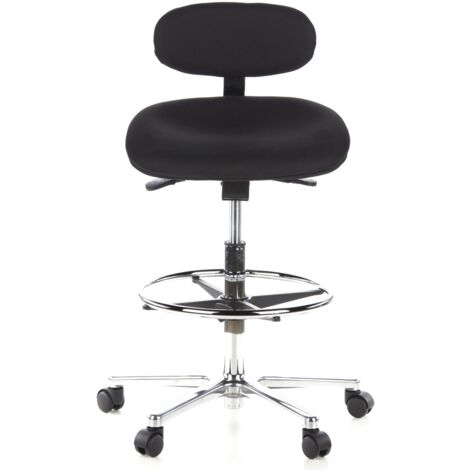 [GEBRAUCHT] Hjh Office Hocker Drehhocker Arbeitsstuhl Work Mf Stoff Schwarz Chrom Hocker B-Ware (1/2)