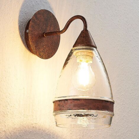 [NEUWERTIG] Lindby Glas Wandleuchte Wandleuchte Außen Wandleuchte Leuchte Millina Rostbraun B-Ware
