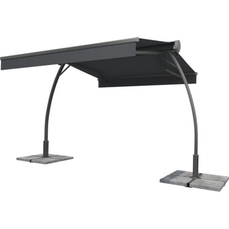 [NEUWERTIG] Standmarkise Biella Markise Sonnenschutz Sichtschutz Regenschutz Led Motor Grau B-Ware (1/2)