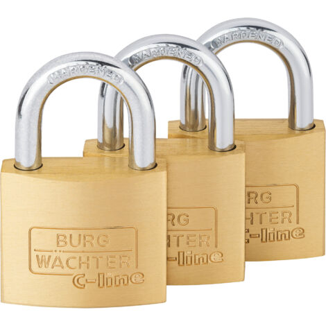 Burg-Wächter AV-Zylindervorhangschloss-Set, C-Line Trio 222 40 SB, Messing massiv