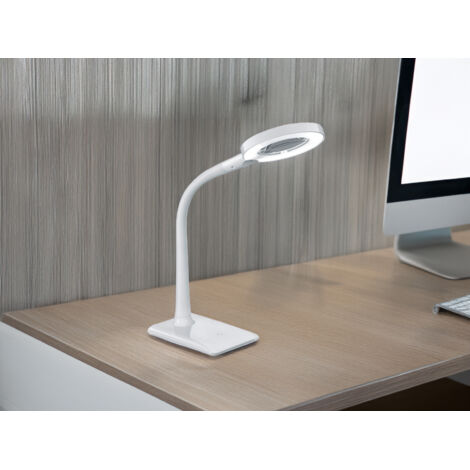 Flexible LED Schreibtischlampe LUPO weiß mit Lupe, 3-fach Dimmer (1/5)