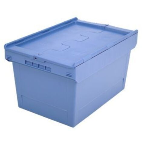 Produktbild von 4 Mehrweg-Versandbehälter Mit Deckel – 22 L, 400x300x265 Mm, Blau, Stapelbar, Abschließbar Und Spritzwassergeschützt
