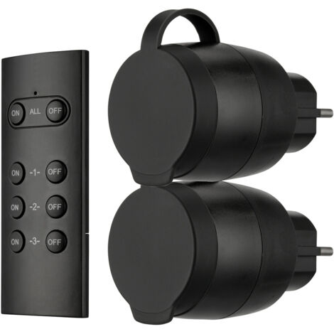 REV Funkschalt-Set IP44 Mini2+1 sw 0085600503 Funk-Steckdosen-Set 3teilig Außenbereich 3680 W