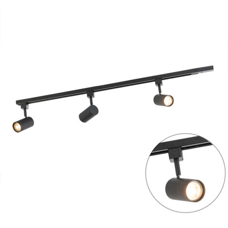 Modernes 1-Phasen-Schienensystem mit 3 Spots schwarz - Jeana