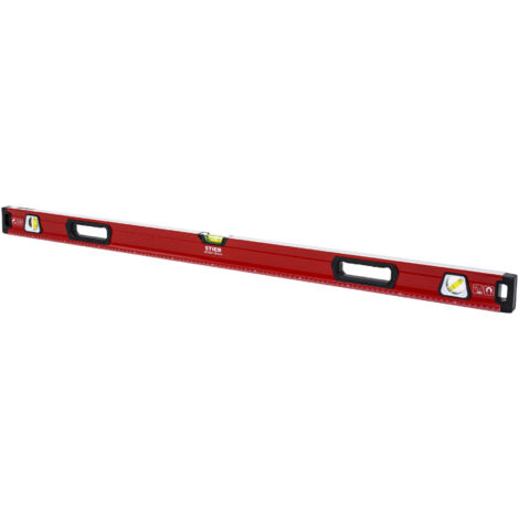 STIER Premium Wasserwaage, mit Magnet und drei Libellen, 1200 mm, 0,5 mm/m, vertikal und horizontal messen, Spiegel-Lotlibelle, präzise Messung, Aluminiumlegierung, doppelt gefräste Oberfläche