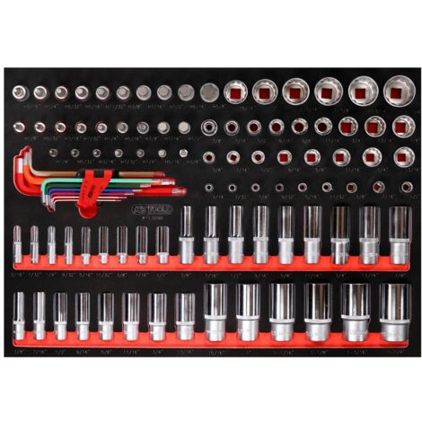KS Tools 1/4 + 3/8 + 1/2 Steckschlüssel-Satz in Schaumstoffeinlage, 99-tlg., Zoll