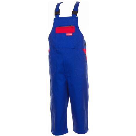 Planam Kinderbekleidung Kinder-Latzhose kornblau/mittelrot 110/116 (1/5)