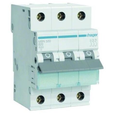 Hager LS-Schalter 3 polig 6kA B-20A 3M MBN320