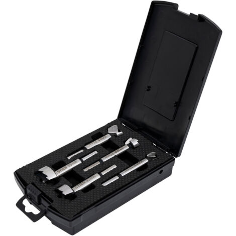 STIER hochwertiger Forstnerbohrer Set, 5-teilig in praktischer Kassette, Bohrergrößen: 15, 20, 25, 30, 35 mm mit 10 mm Schaft, geeignet für Hart- & Weichholz