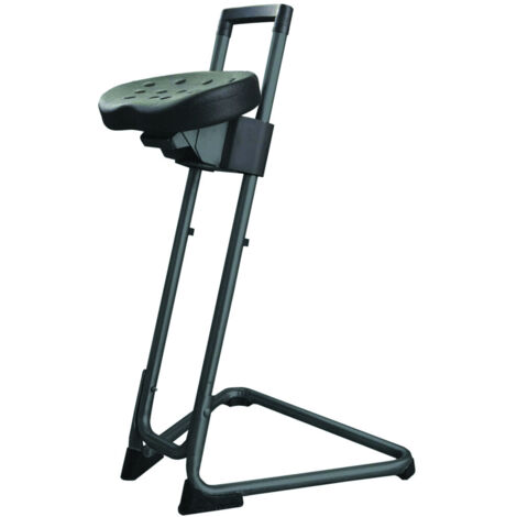 STIER Stehhilfe mit Stahlgestell schwarz Sitzhöhe 600-850 mm PU-Sitz