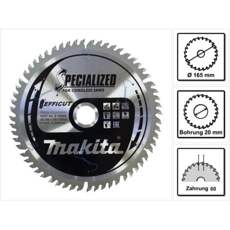 Makita CMSF16560E SPECIALIZED EFFICUT Sägeblatt 165 x 1,85 x 20 mm ( B-69864 ) 60 Zähne für Holz