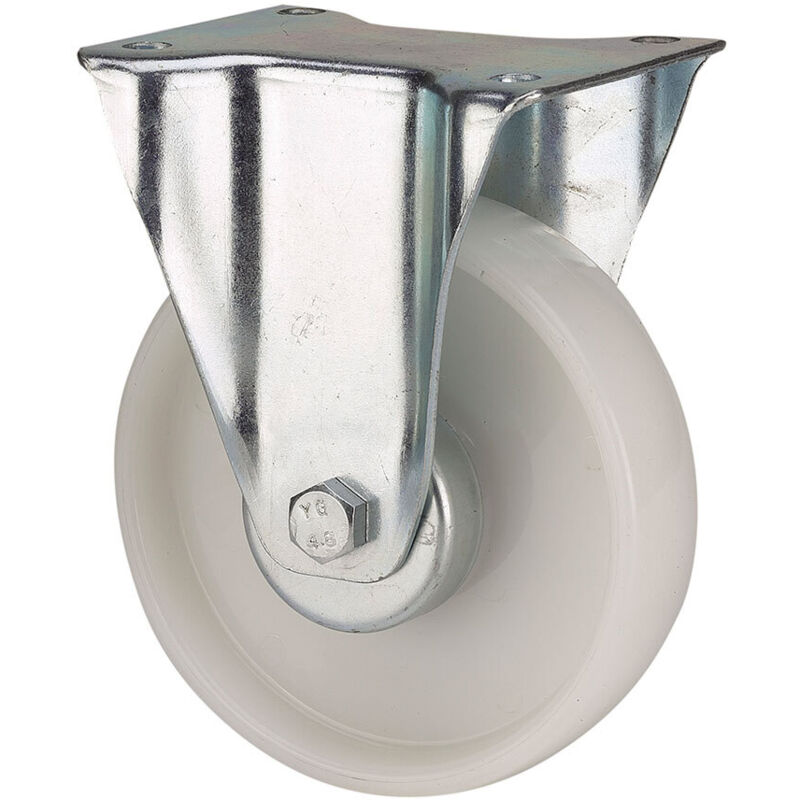Roue fixe en polyamix avec plaque et axe lisse, blanche, max. charge ...
