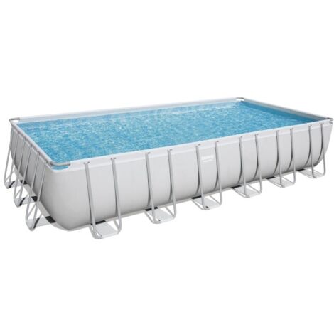 Bestway Piscine hors sol tubulaire rectangulaire Bestway Power Steel 732 x 366 x 132 cm gris clair