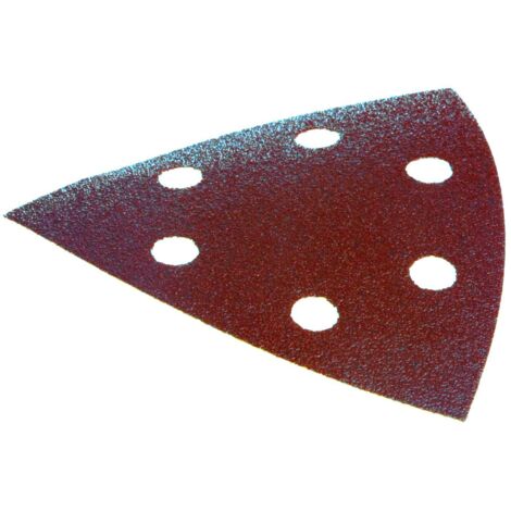 Makita – Lot de 10 feuilles abrasives triangulaires 94mm – Grain 320 pour bois et métal – Pré-perforées 6 trous – P33336