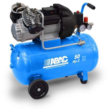 Abac – Compresseur 50L 10 bars – Débit d’air 300L/min – Moteur à induction silencieux – Pour chantiers et ateliers professionnels