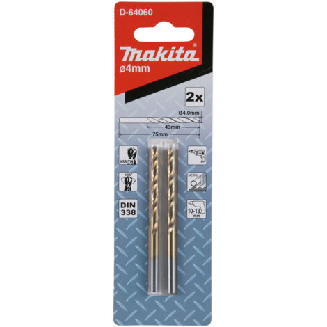 D-64060 Mèche à métaux HSS-TiN Economy, 4.0 x 43 / 75 mm, 2 pièces (1/2)