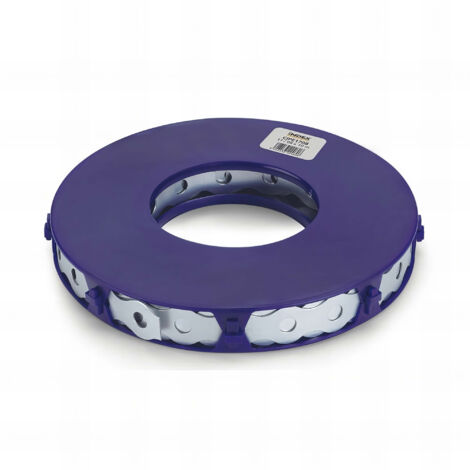 Feuillard métallique galvanisé perforé courbé 12 x 0,8 mm – Longueur 10 m – Pour fixation béton et structures bois – Atlantis