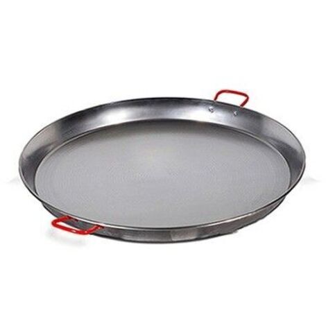 Poêle à paella 50 cm en acier au carbone poli – Pour 14 personnes – Compatible feux à gaz et foyers ouverts – Poignées rivetées – La Ideal
