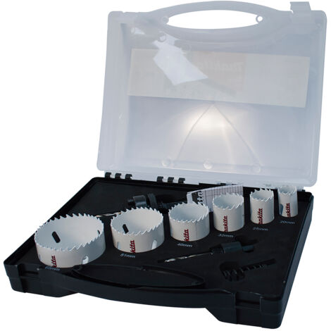 Makita – Coffret 6 scies cloches Bi-Métal Ø 20-65mm – Capacité de coupe 38mm – Adaptateur hexagonal inclus – D47139