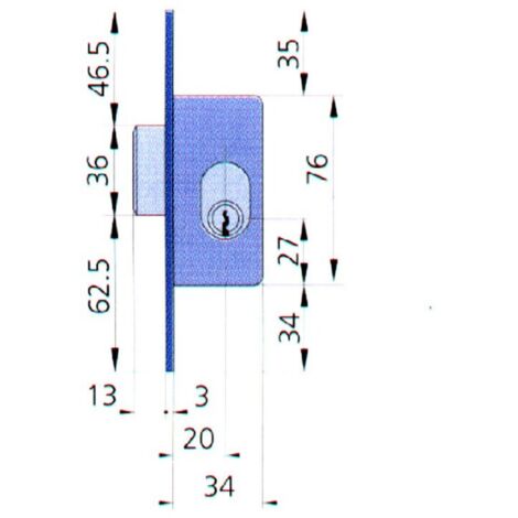 SERRURE A MORTAISER MET HN/CN - 20 MM