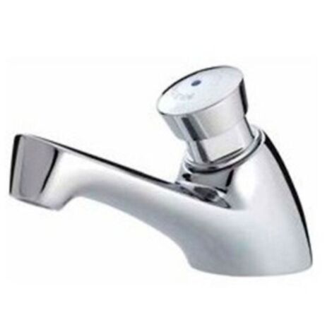Presto – Mitigeur monocommande lavabo temporisé – Corps laiton chromé – Ouverture bouton-poussoir – Installation facile