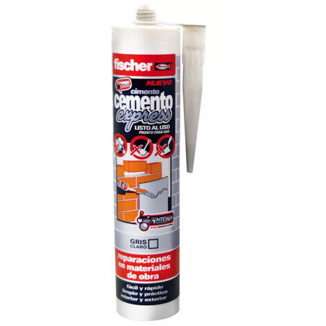Fischer – Ciment express gris clair 310 ml – Mastic de réparation pour joints et éclats – Résistant à la pluie – Peintable et sans odeur