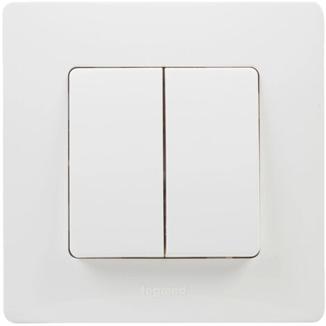 Legrand – Interrupteur double blanc à encastrer 10 A – Poussoir et va et vient complet – Pour installations électriques professionnelles