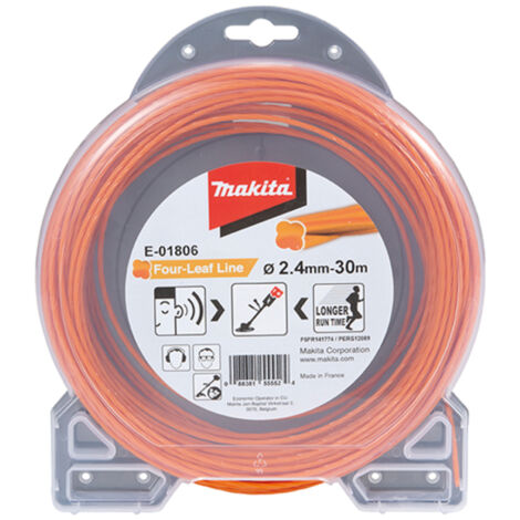 Makita – Fil nylon Trèfle torsadé 2,4 mm pour coupe-bordure – Économie d'énergie jusqu'à 20% – E01806