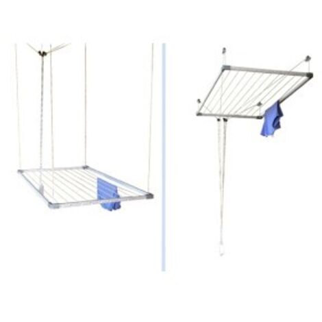 Étendoir à linge extensible au plafond en aluminium 100-160x78 cm – Conception légère pour séchage rapide – Optimise l'espace intérieur et extérieur – Ehlis