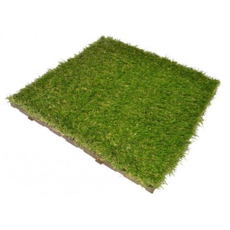 Confezione da 12 pezzi Greenplate piastrella modulare in plastica con erba sintetica 37,7 x 37,7 cm per coprire 1,75 m2 (1/5)