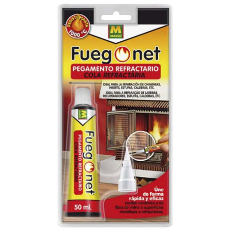 Colle pour cheminée 50ml – Résistance à 1000°C – Application verticale – Colle MASSO 85881 – Fuego Net