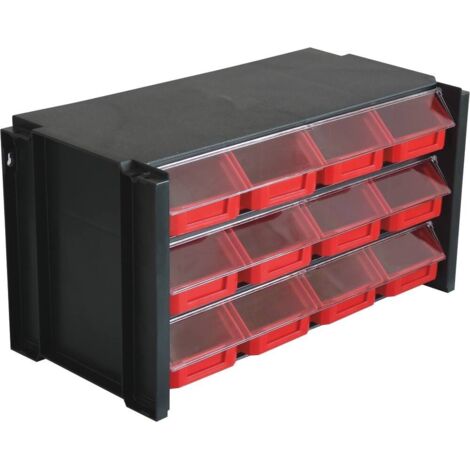 Rack de tri EC-12 – 12 tiroirs – Design noir et rouge – Boite de rangement pour outils – Idéal pour bureaux et ateliers – Industrias Tayg (1/5)