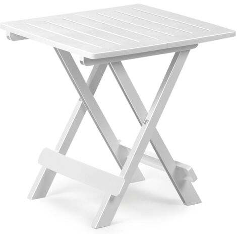 Progarden – Table de jardin pliante 57x44cm – Plastique blanc – Charge max 12kg – Mécanisme pliable pour balcon et terrasse (1/10)