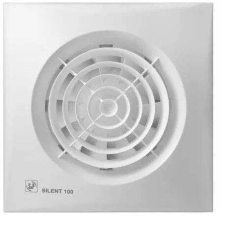 Soler Et Palau – Ventilateur extracteur de bain Silent-100 CRZ blanc – Débit 95 m³/h – Niveau sonore 26,5 dB – Minuterie 1-30 min – Installation murale ou plafond