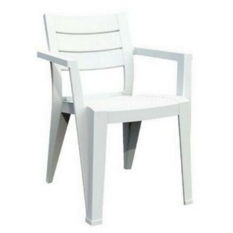Keter – Fauteuil de jardin blanc effet bois – Structure en résine inaltérable – Résistant aux intempéries et aux UV – Dimensions 61x58xH79 cm (1/6)
