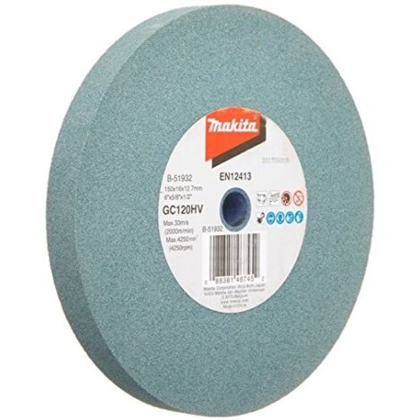 Makita – Meule à touret 150 mm – Diamètre alésage 12,7 mm – Grain GC120H – Usinage métaux non ferreux – B51932