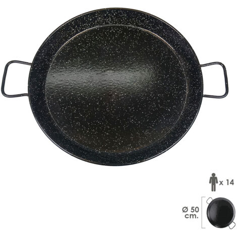 Poêle à paella émaillée 50 cm – Émail durable pour nettoyage facile – Parfaite pour grandes paellas – Modèle 14R – Garcima