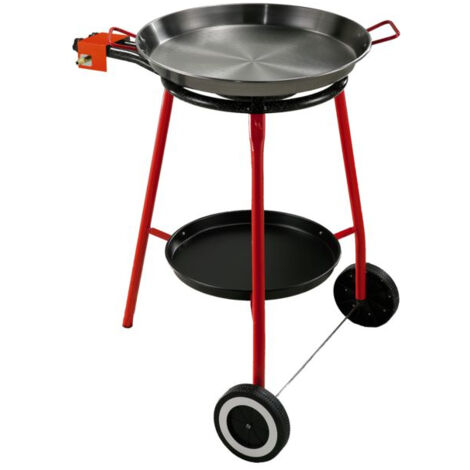 Poêle à paella à gaz 46cm – Roue pour mobilité – Conçu pour performances optimales en extérieur – Normes industrielles respectées – La Ideal