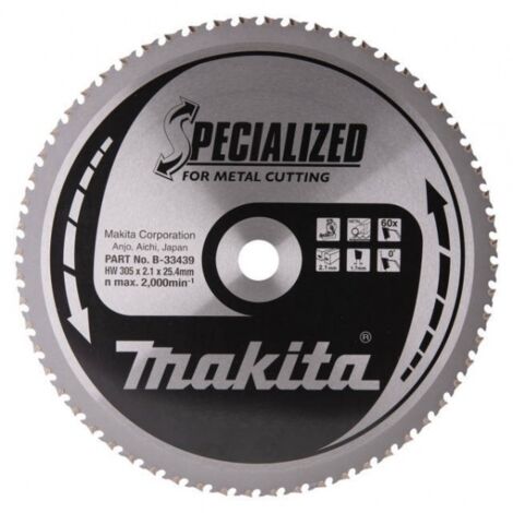 Makita – Lame de scie circulaire 305mm 60T B33439 – Pour acier doux – Alésage 25,4mm – Découpe rapide et propre – Compatible tronçonneuses à métaux