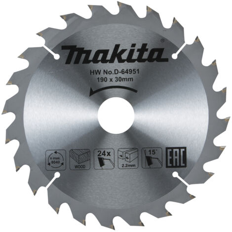 Makita – Disque de scie circulaire T.C.T. 190 x 30 mm – 24 dents pour coupes précises dans le bois dur – Design ATB pour minimiser les éclats (1/3)
