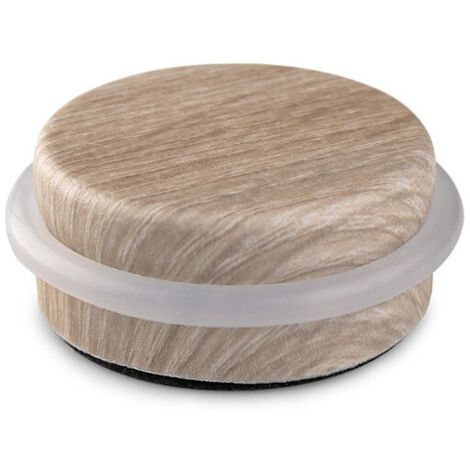 Butée de porte adhésive plastique-métal décorée frêne calcaire Ø4,6x1,8cm INOFIX