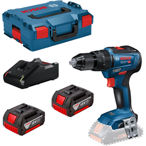Bosch Professional – Perceuse-visseuse à percussion sans fil 18V avec 2 batteries 3.0Ah – Vitesse 1750 tr/min – Couple 55Nm – L-BOXX incluse - 18V-55 (1/5)