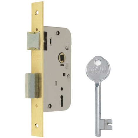 Serrure monopoint encastrée 1 point – Entraxe 58mm – Entrée 45mm – Pêne demi-tour avec 5 clés Borjas – Finition laiton élégante – MCM (1/6)