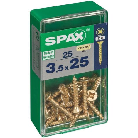 Boîte de 25 unités de vis à bois Spax à tête plate Yellox 3,5x25mm Spax (1/4)