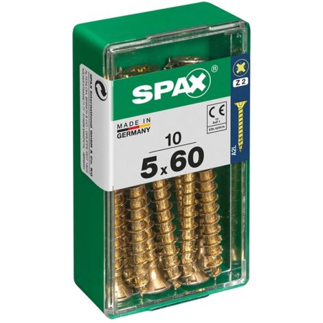 Boîte de 10 unités de vis à bois Spax à tête plate Yellox 5,0x60mm Spax (1/3)