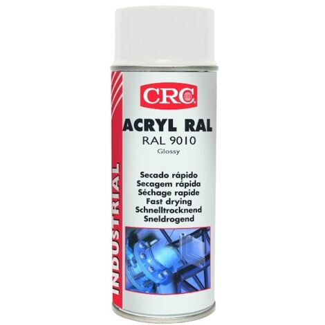 Peinture acrylique blanche brillante RAL 9010 en aérosol 400ml – Finition anti-rouille – Application intérieure et extérieure sur métal, bois, plastique – CRC (1/5)