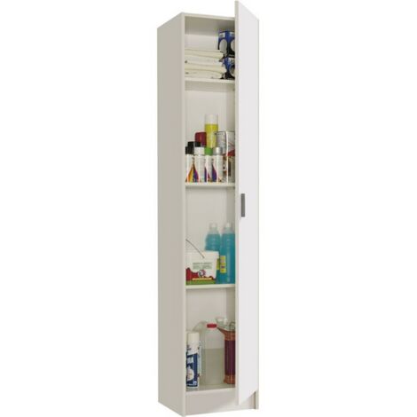 Mobimarket – Armoire murale de salle de bain blanche 1 porte – Dimensions 60x30x180 cm – Fixation murale – Rangement organisé pour ateliers et bureaux